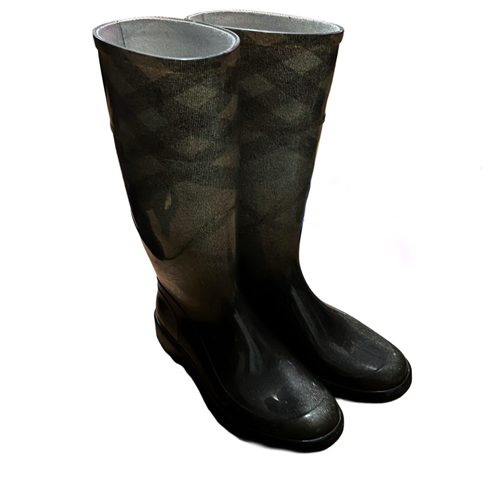 Burberry Glitter Ombré Gradient Checkered Rain Boots